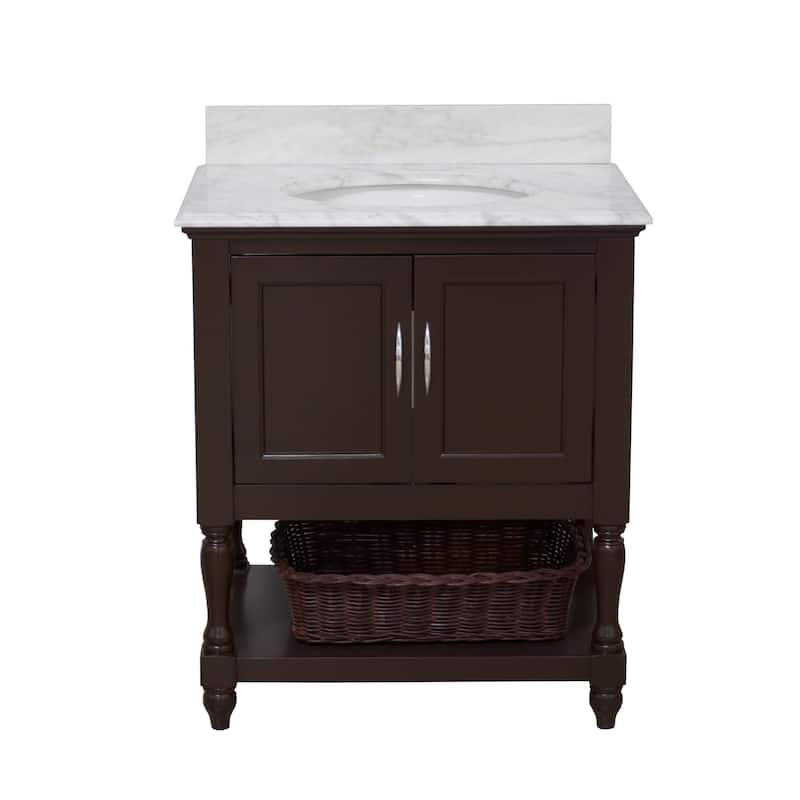 KitchenBathCollection Beverly 30" BathroomVanity w/ Carrara Marble Top