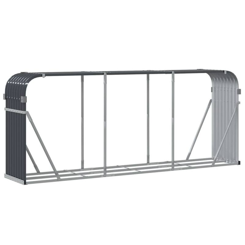 vidaXL Log Holder Outdoor Indoor Storage Firewood Rack Stand Galvanized Steel