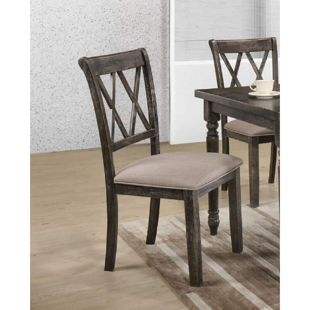 Side Chair (Set-2) in Fabric & Weathered Gray