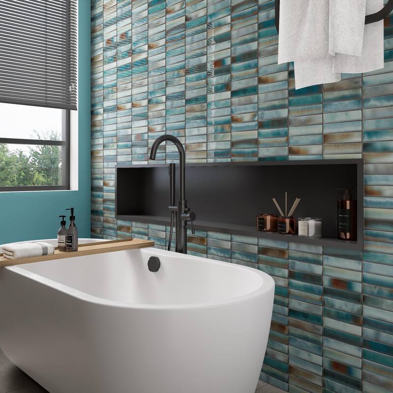 Merola Tile Borealis Aqua 5-7/8" x 11-3/4" Ceramic Wall Tile