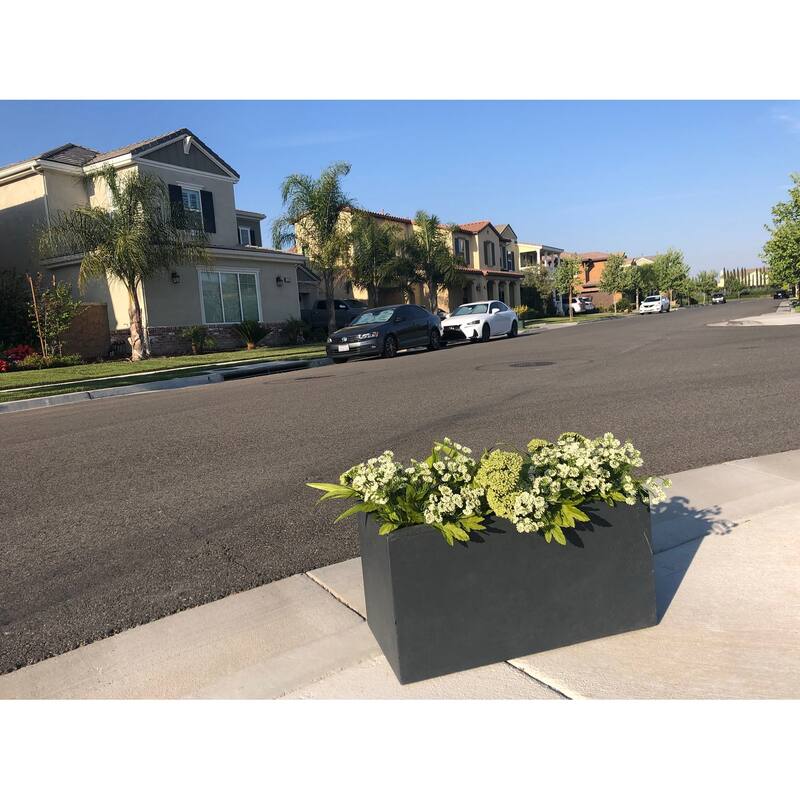 Durx-litecrete Lightweight Concrete Modern Long Granite Color Low Planter-Large - 31.1'x14.6'x14.8'