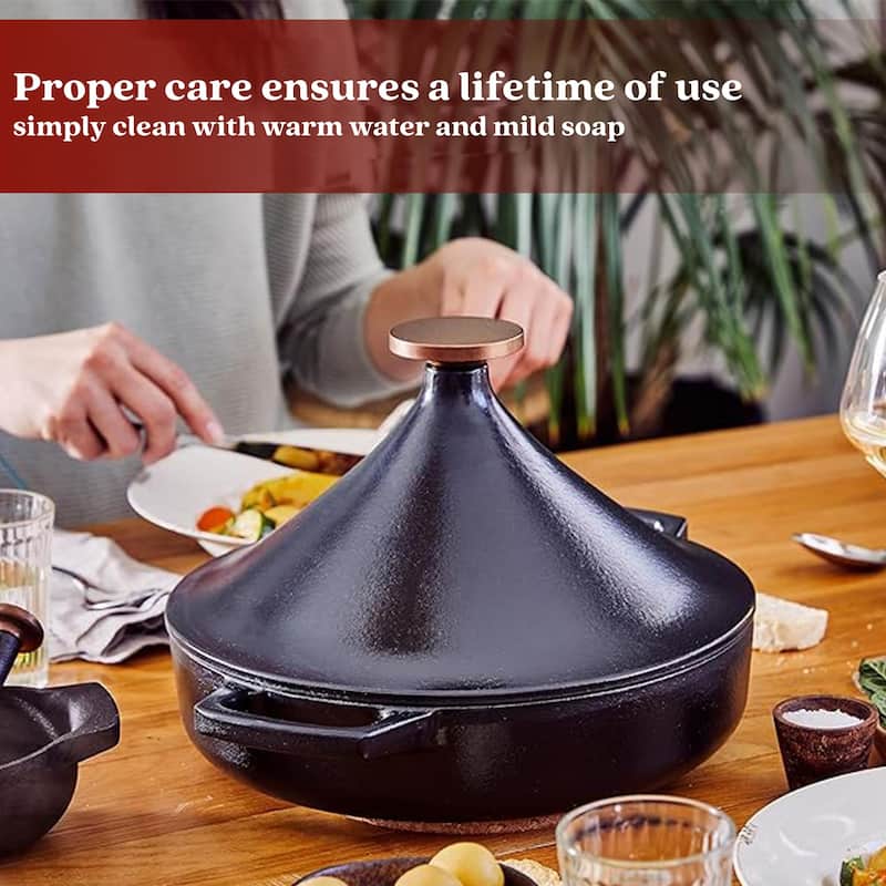 Alva Nori 3 Qt. Enameled Cast Iron Tagine Pot - 11" Black