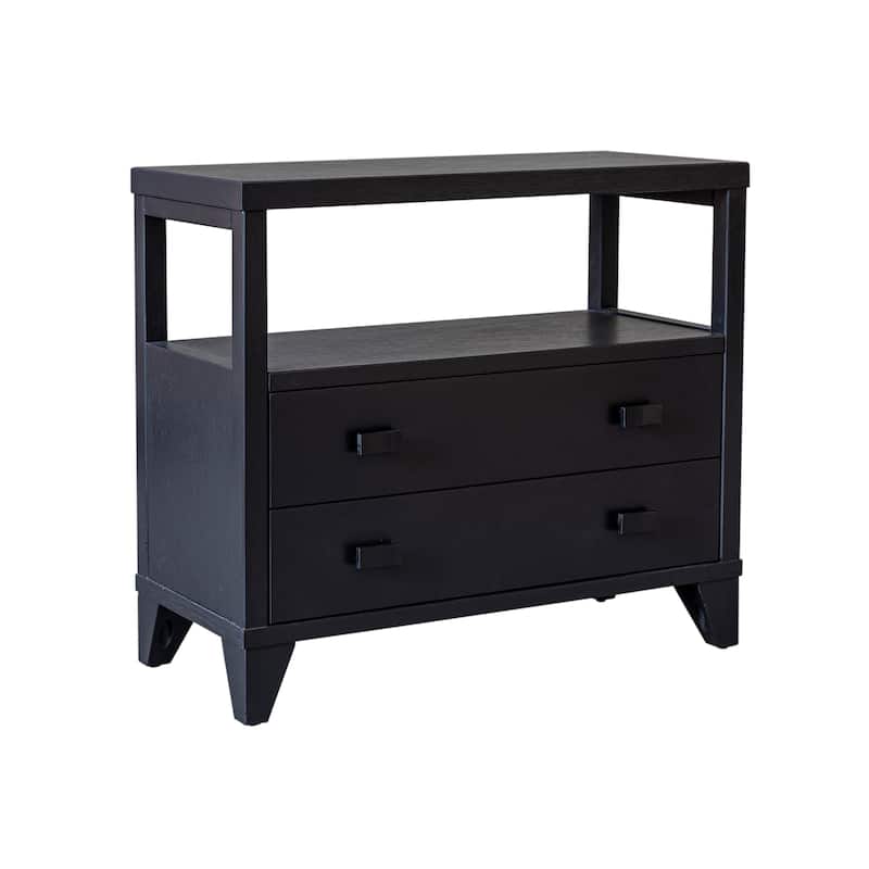 Handmade Wood 2-Drawer Nightstand with Open Shelf by East at Main