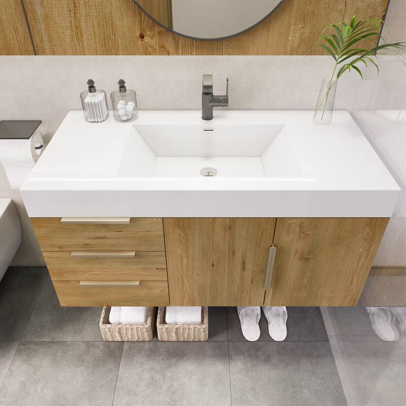 Noble 42" Wall Mounting Vanity (L Drawer) with Reinforced Acrylic Sink