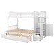 preview thumbnail 5 of 29, Twin Over Full/Twin Bunk Bed with Storage Shelves & Drawers, Wood Bunk Bed Frame with Safety Guardrails, Convertible Bottom Bed