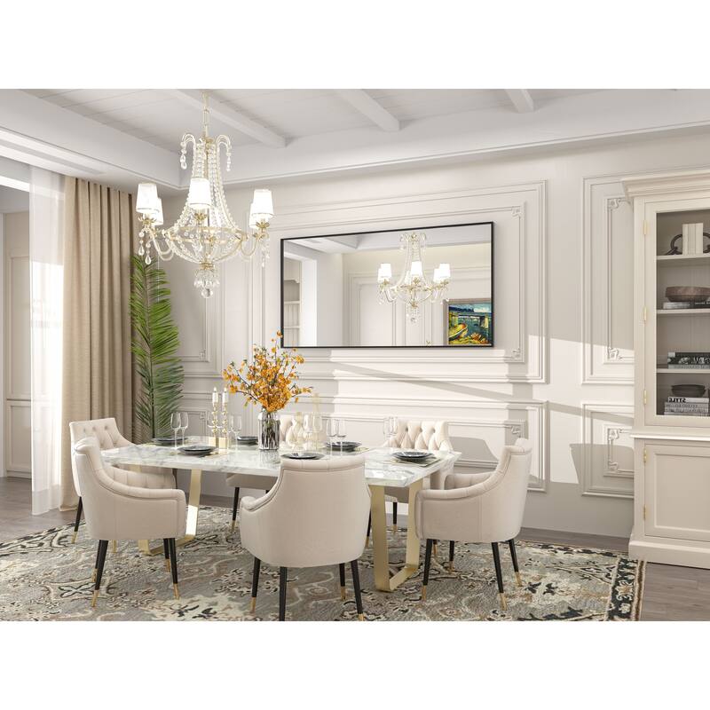 Aluminum Alloy Framed French Cleat Mounted Tempered Glass Wall Vanity Mirror