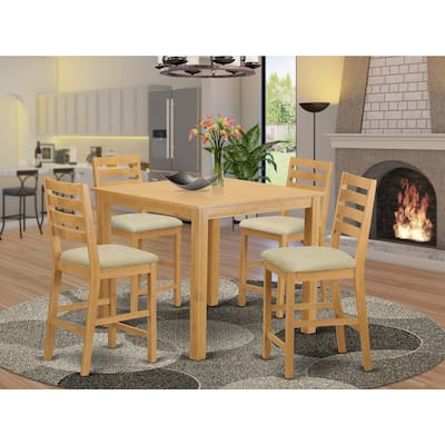 HomeStock 5-Pc Natural Oak Finish Solid Wood Top - Dining Room Set - Seats 4