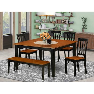 Dining Table Set - Kitchen Table with Chairs - 54 Inch Square Table - Cappuccino Finish - 9 Piece Set