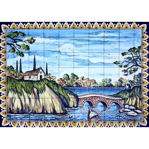 60in x 42in Retreat Design 70pc Tile Ceramic Wall Mural Bed Bath