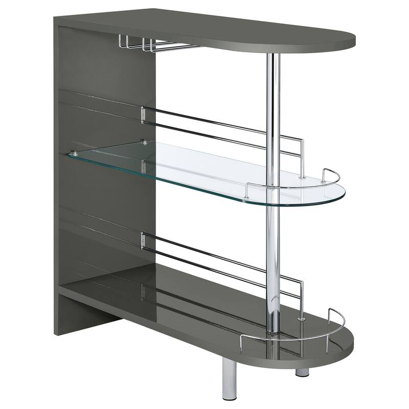 Adolfo Rectangular 2-tier Home Bar Table - Grey High Gloss