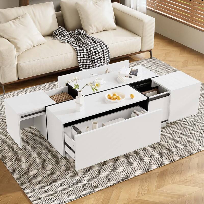 Extendable Coffee Table,Ample Storage for Living Room