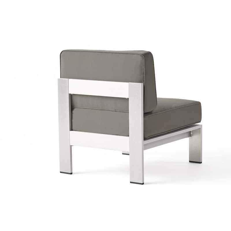Cape Coral Outdoor Modern 9 Seater Aluminum U-Shaped Sofa Sectional Set with Ottoman by Christopher Knight Home