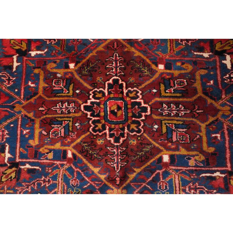 Hand Knotted Oriental 100% Wool Carpet Traditional Medallion Red Heriz Area Rug - 11' 11'' X 8' 4''