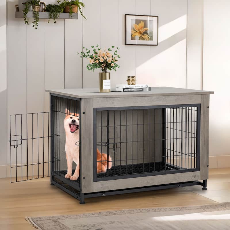 Futzca Dog Crate, Double-Doors Dog Furniture
