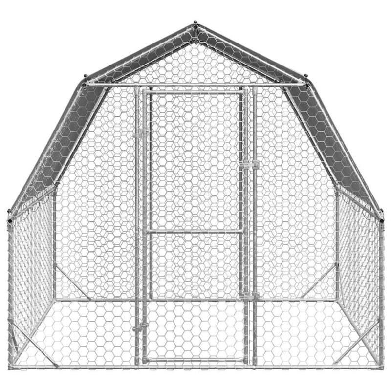 vidaXL Chicken Run Silver Galvanized Steel Large Durable Chicken Run - 98.4 x 79.2 x 88.8