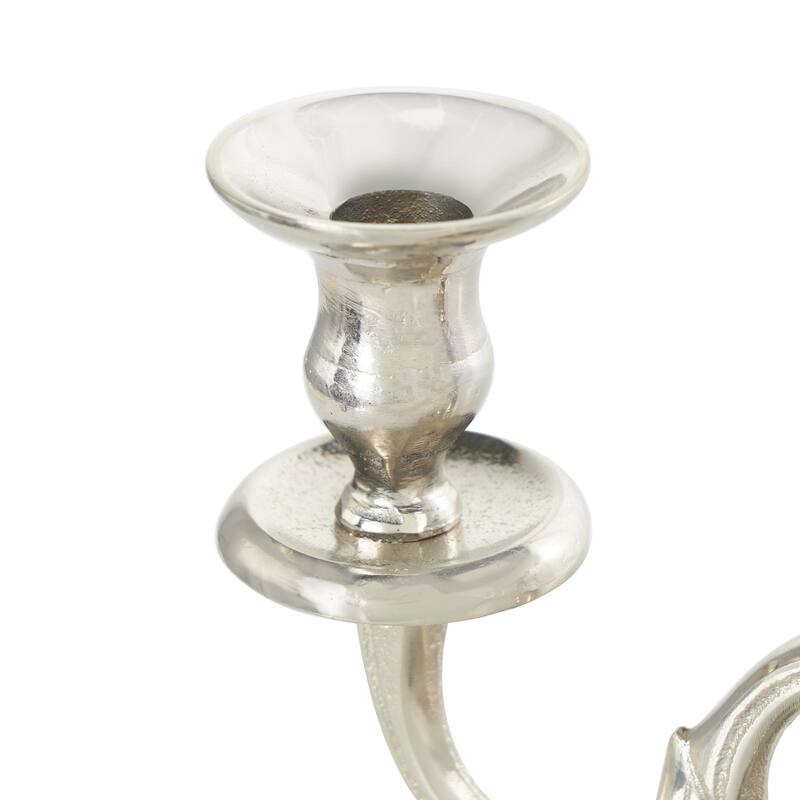Aluminum Metal Scrolled Candelabra - Gold or Silver - Roche River Decor