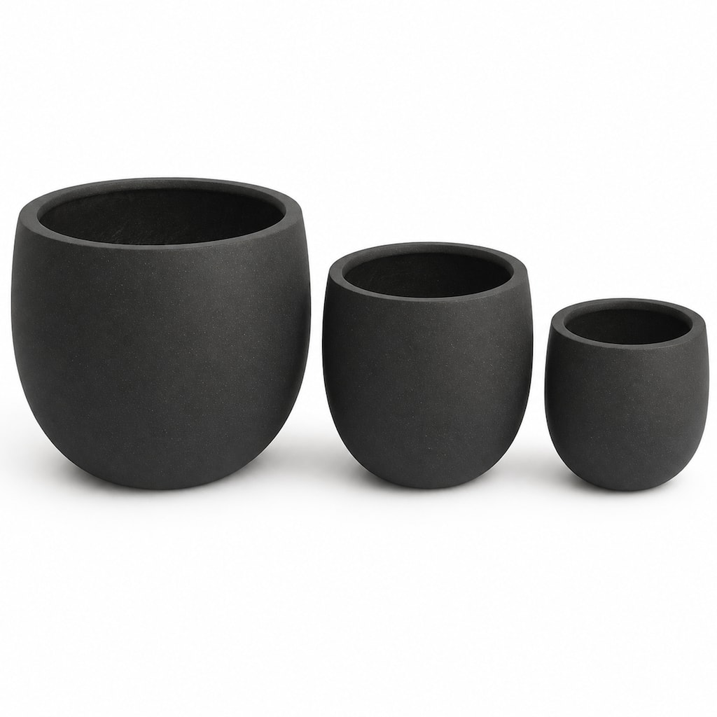 Set of 3 Round Polystone Indoor/Outdoor Planters