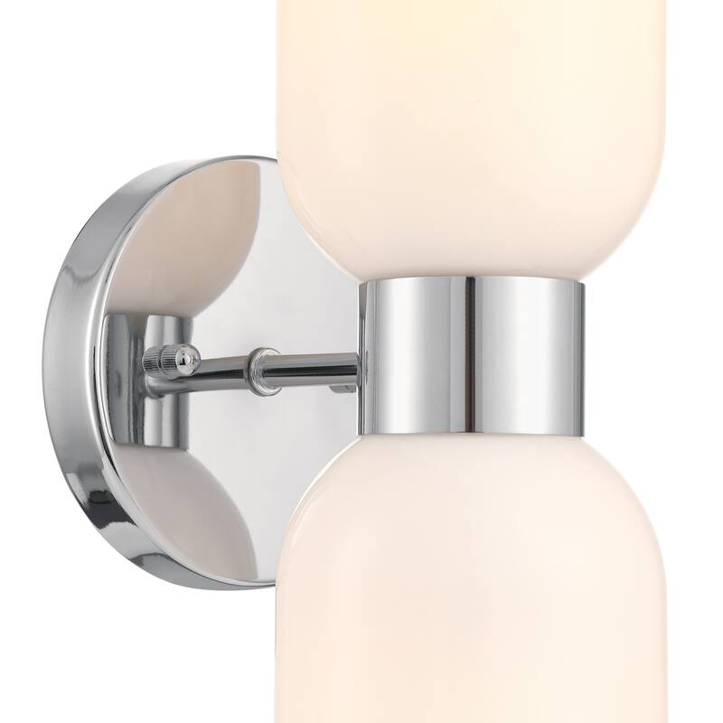 Shuman 2-light Mid-century Modern White Gold Wall Sconce with UL