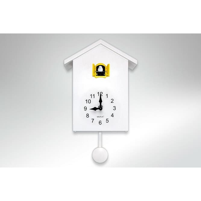 Walplus White Minimalist Cuckoo Clock Colorful Window 4 Changeable Birds