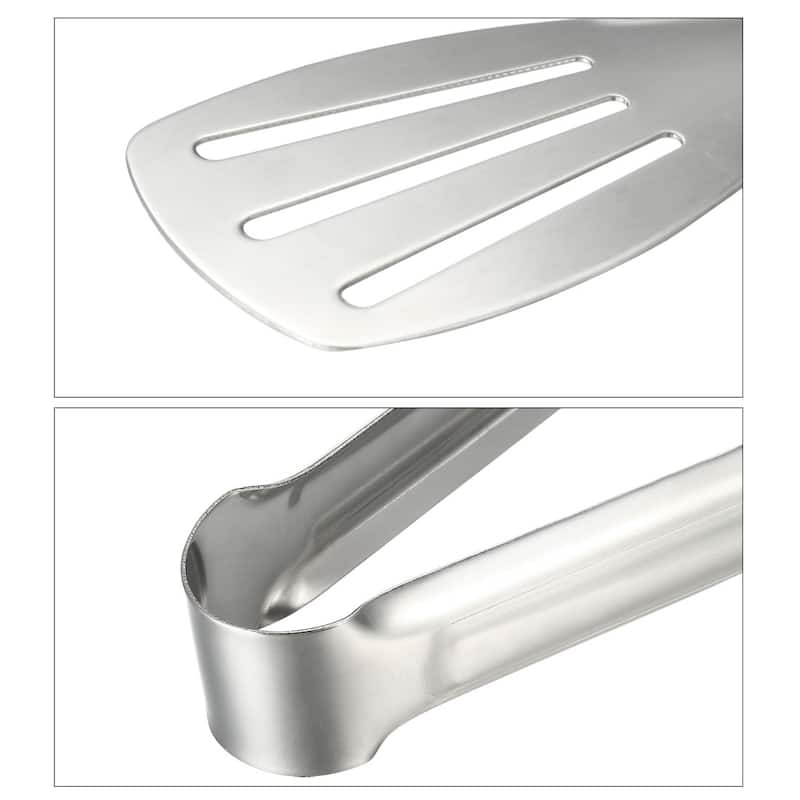 11.22" Stainless Steel Barbecue Tongs, Metal Food Tongs BBQ Grilling Accessories - Silver Tone