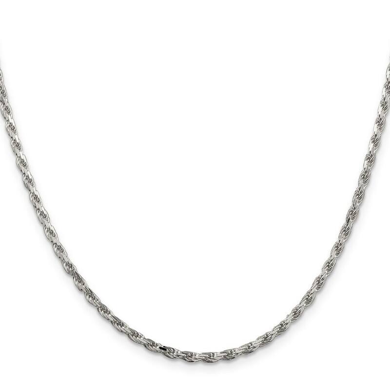 Curata 925 Sterling Silver 2.5mm Diamond Cut Rope Chain Necklace for Men