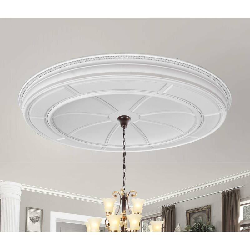 Refined Large Round Ceiling Medallion 72 Inch Diameter - White - White