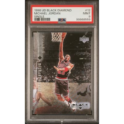 Michael Jordan 1998 Upper Deck Black Diamond Basketball Card #12 Graded PSA 9 - 8' x 11'
