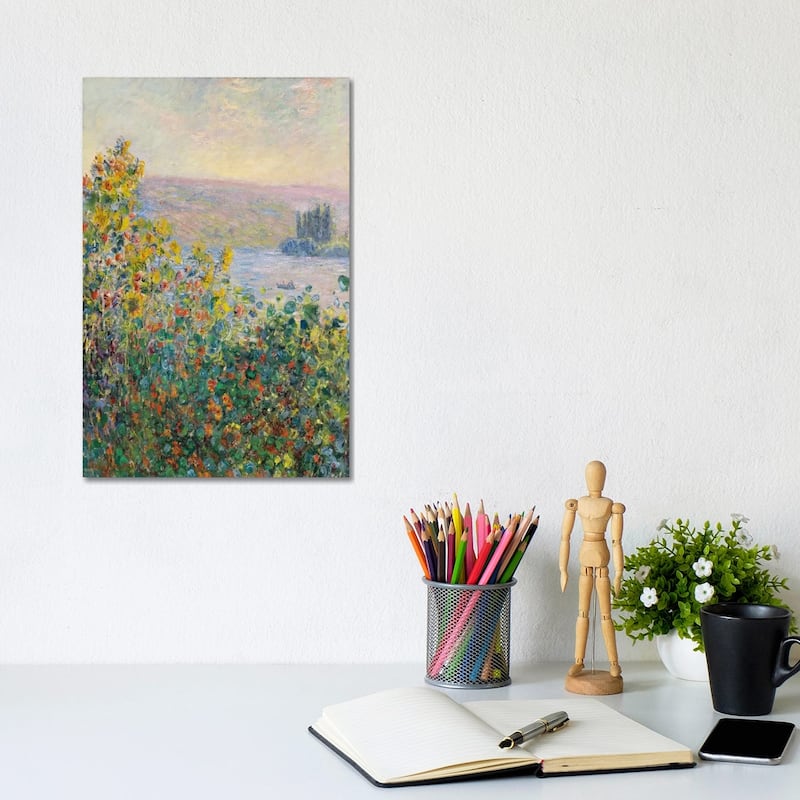 iCanvas "Flower Beds at Vetheuil" by Claude Monet Canvas Print - 12x8x0.75