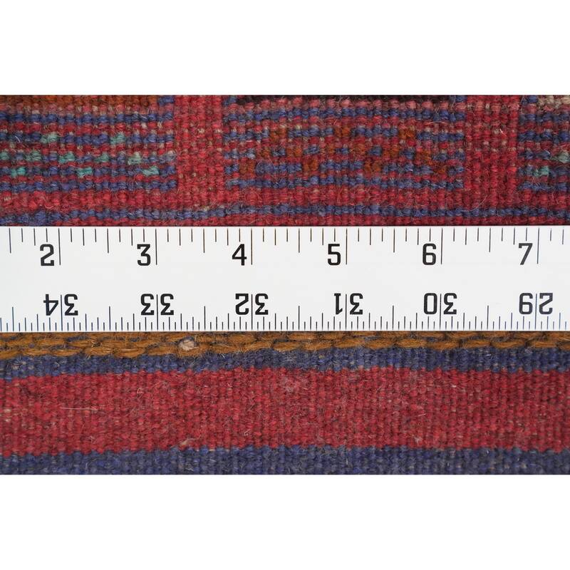 Hand Knotted Oriental 100% Wool Carpet Traditional Tribal Navy Blue & Blues Balouch Runner Rug - 7' 10'' X 2' 0''