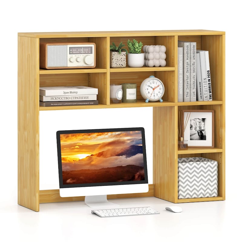 Costway Desktop Bookshelf Desk Storage Hutch with 7 Open Cubbies & 3 - See Details