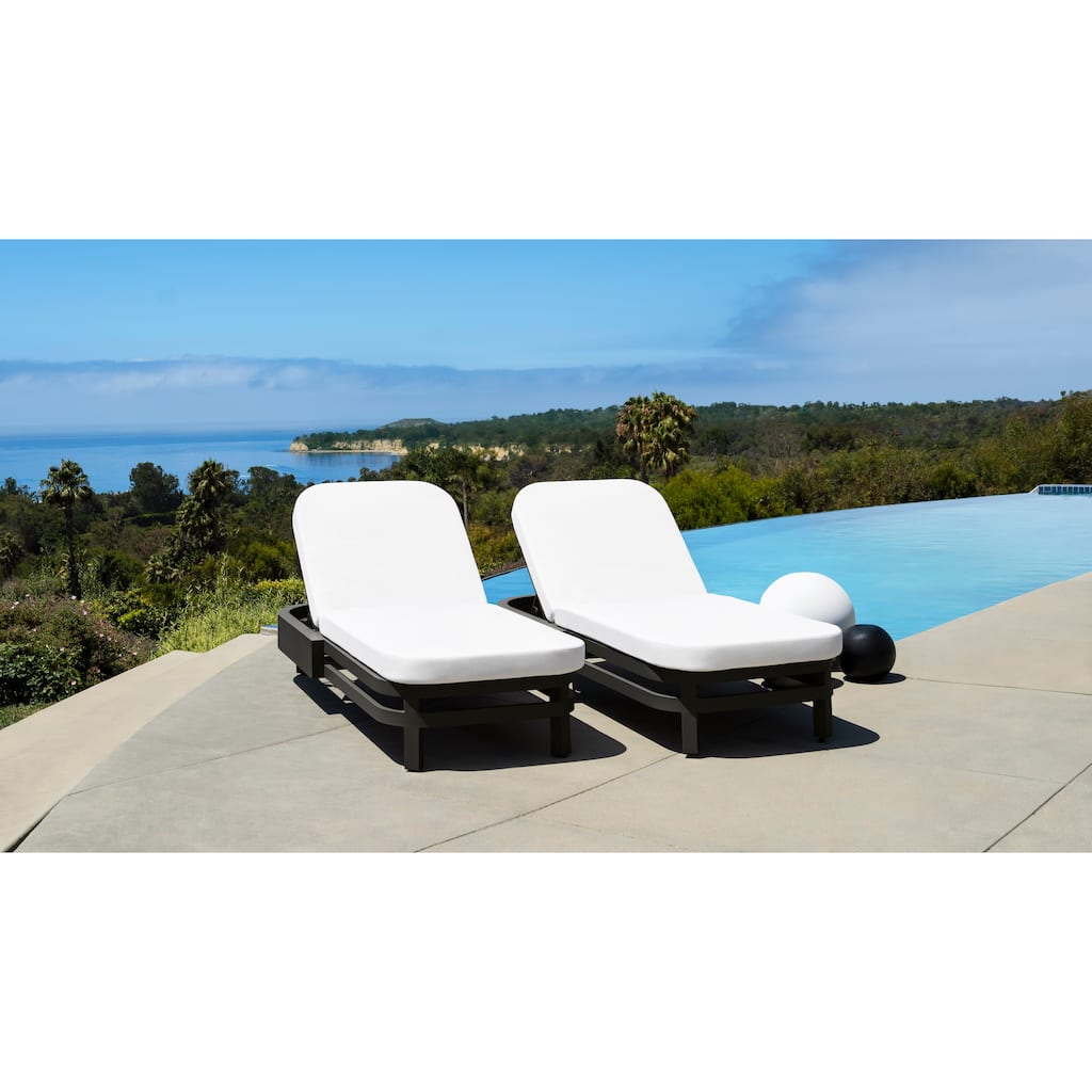 Abbyson Santorini Outdoor Modern Aluminum Chaise Lounger (Set of 2)