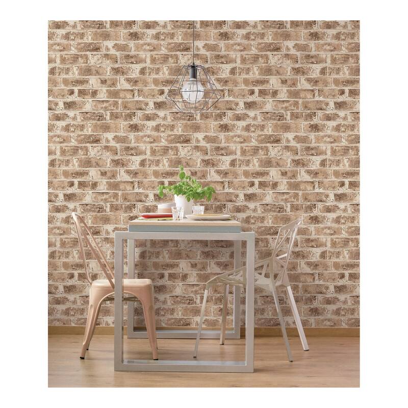 Brewster Jomax Neutral Warehouse Brick Wallpaper - 20.5 x 396 x 0.025