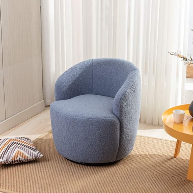 Swivel Teddy fabricaccent armchair barrel chair with black powder coating metal ring