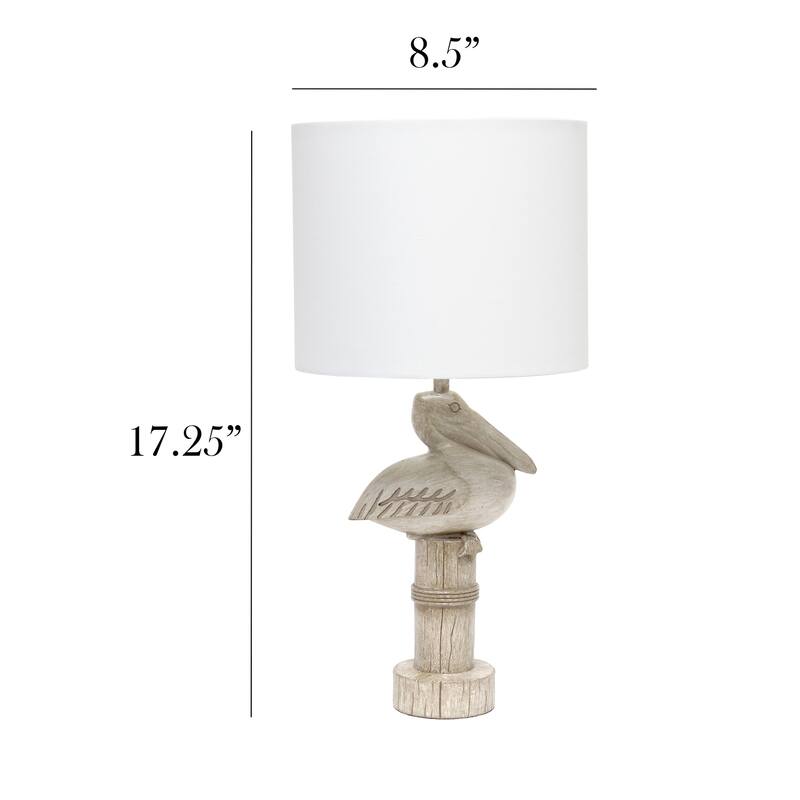 17.25 in. Beige Finish Table Lamp with White Shade, Desk Lamp for Writing and Computer Desks