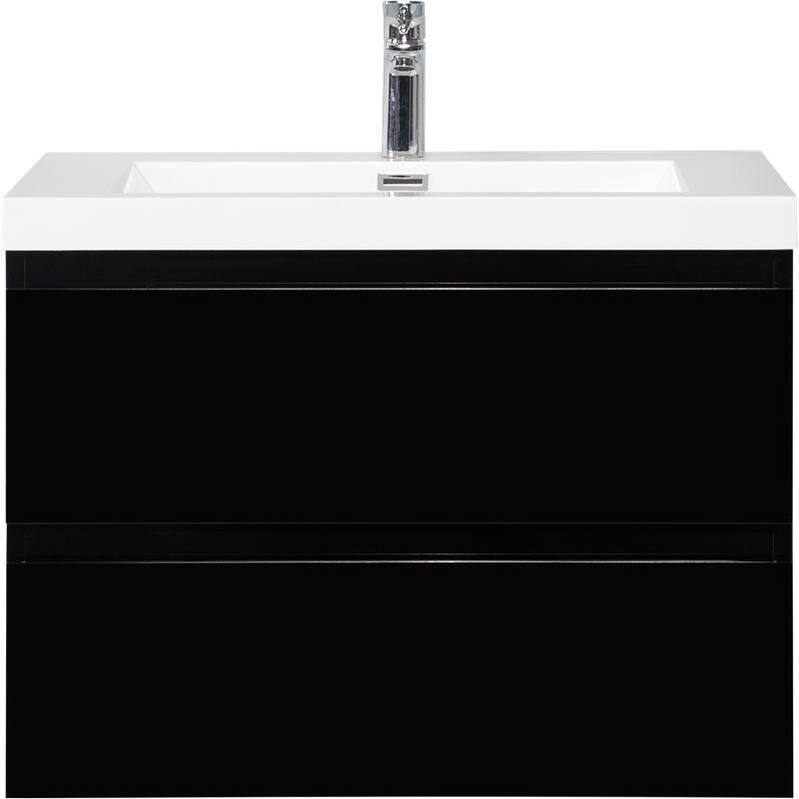ABRUZZO 30" Floating Single Bathroom Vanity Wall-Mounted with Integrated Resin Top Basin 2 Soft Close Drawers Full Assembly
