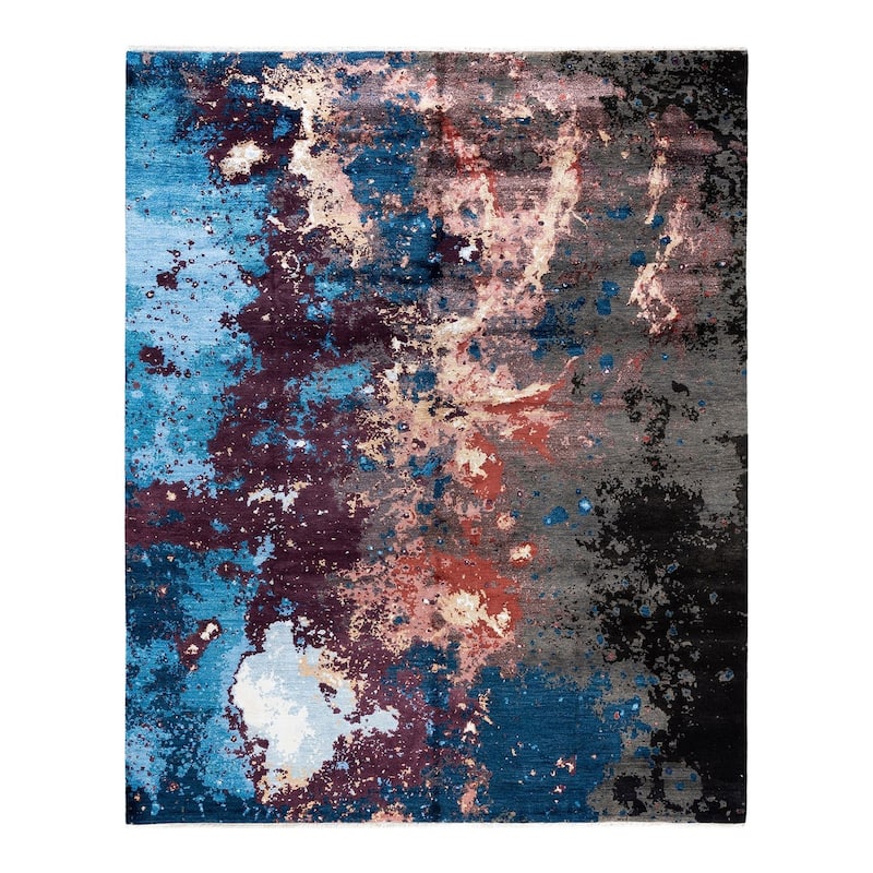 Ikat One-of-a-Kind Hand-Knotted Area Rug, Blue - 8' 2" x 10' 2"
