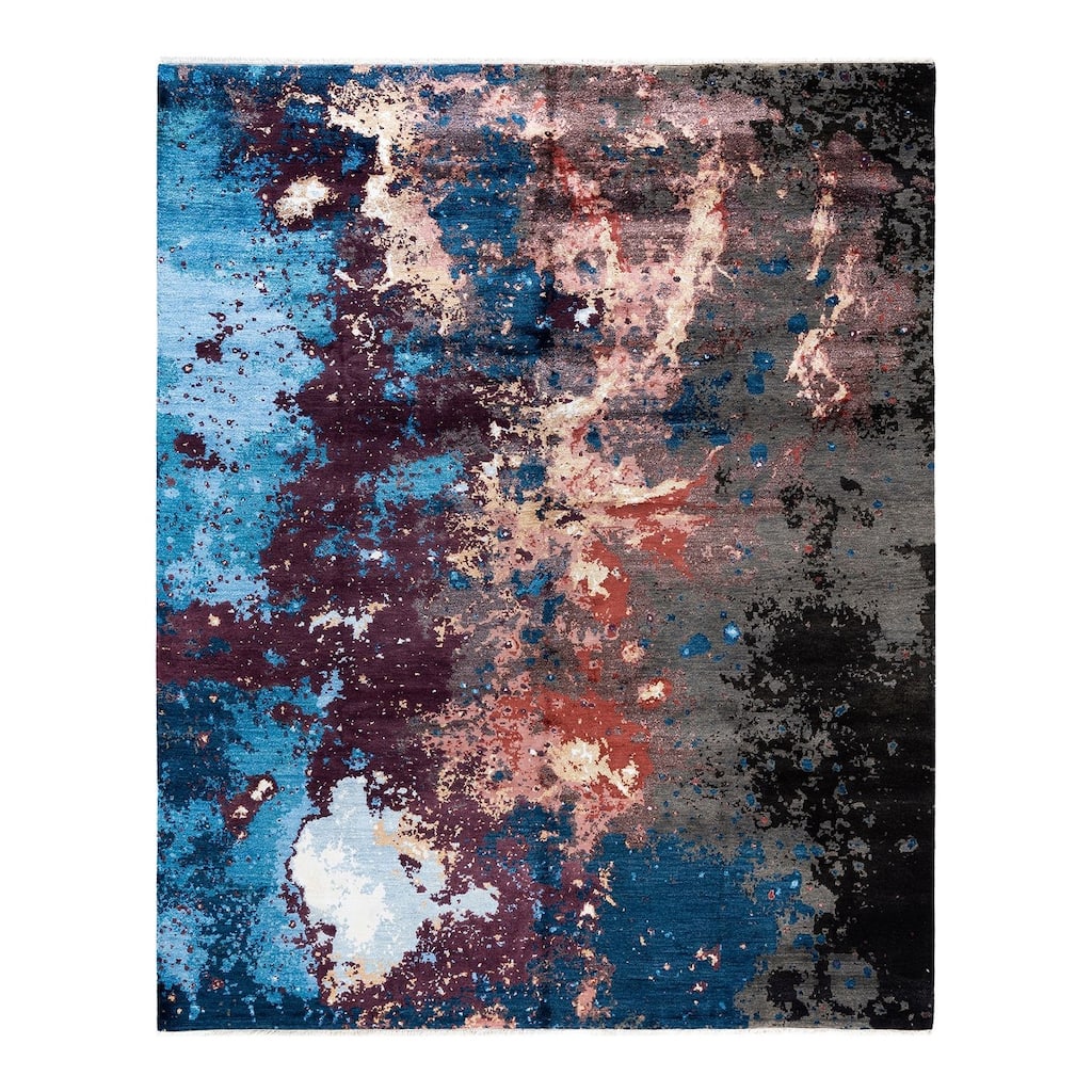 Ikat One-of-a-Kind Hand-Knotted Area Rug, Blue - 8' 2" x 10' 2"