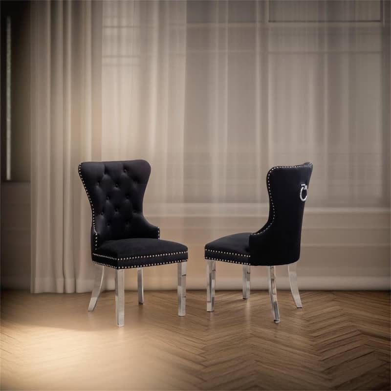 Contemporary Tufted Velvet Chair Set of 2