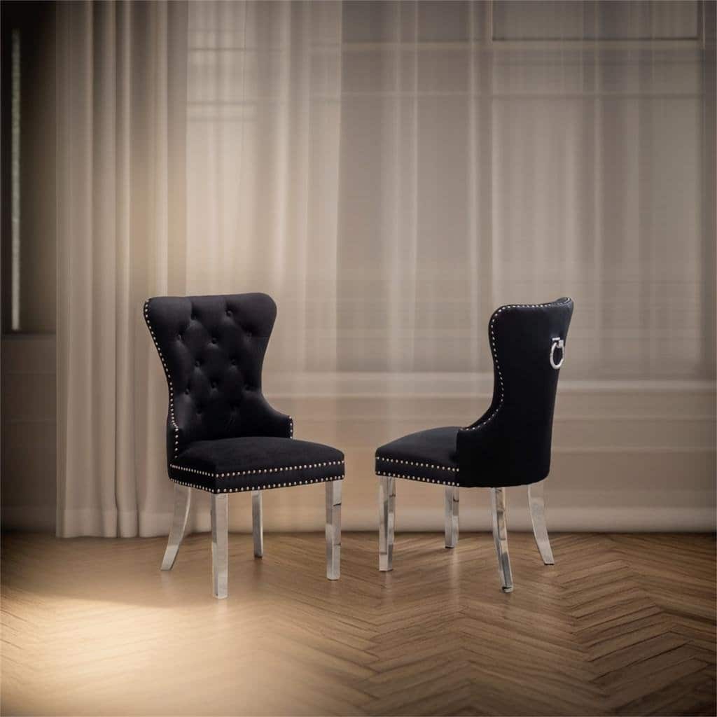 Contemporary Tufted Velvet Chair Set of 2