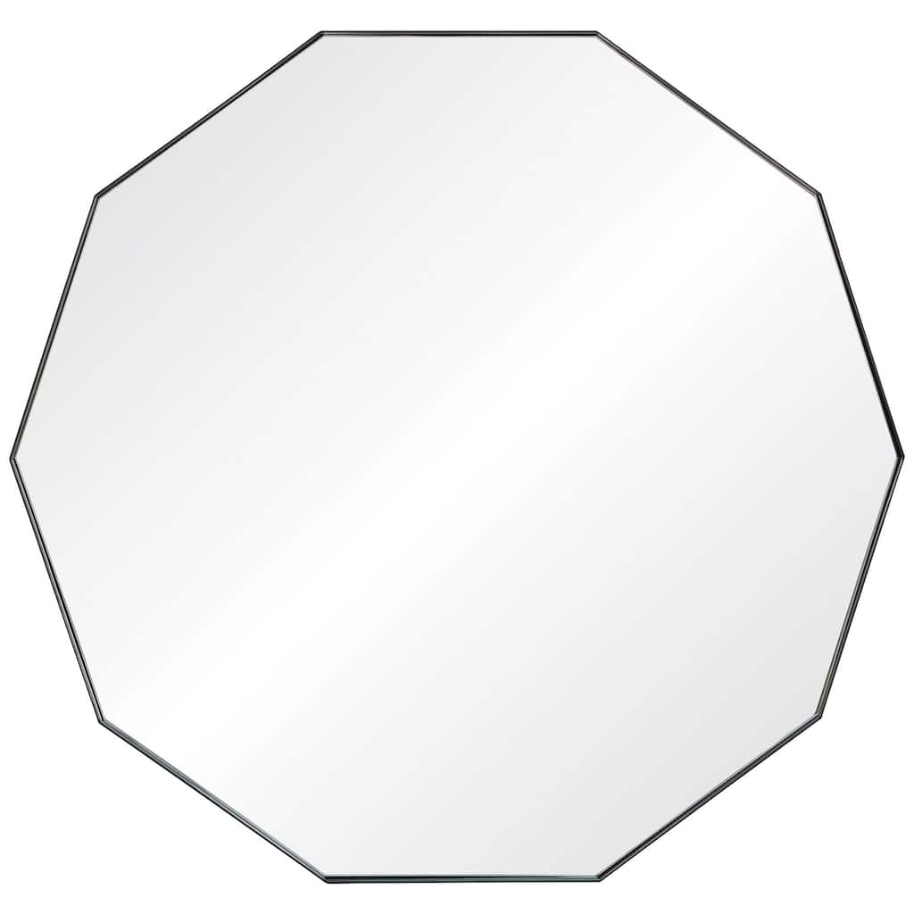 48" Matte Black Angular Framed Decagonal Wall Mirror