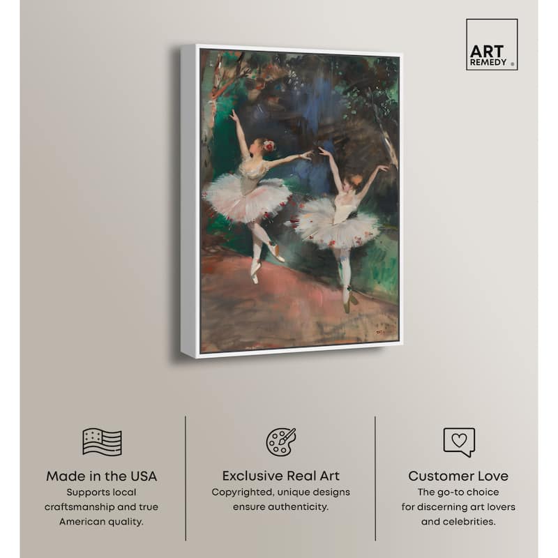 Art Remedy Classical Ballerinas Framed Impressionism 1 Piece Canvas Wall Art /Monet And Van Gogh Inspired Art