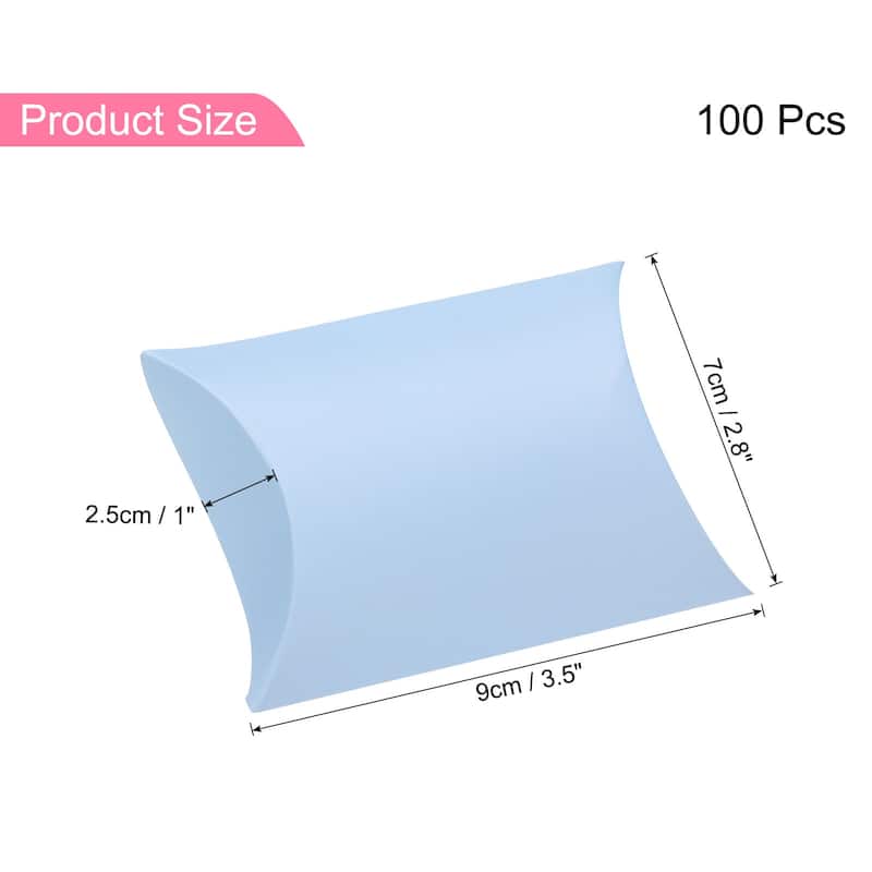 100Pcs Pillow Boxes 3.5 x 2.8 x 1 Inch Gift Boxes - Blue