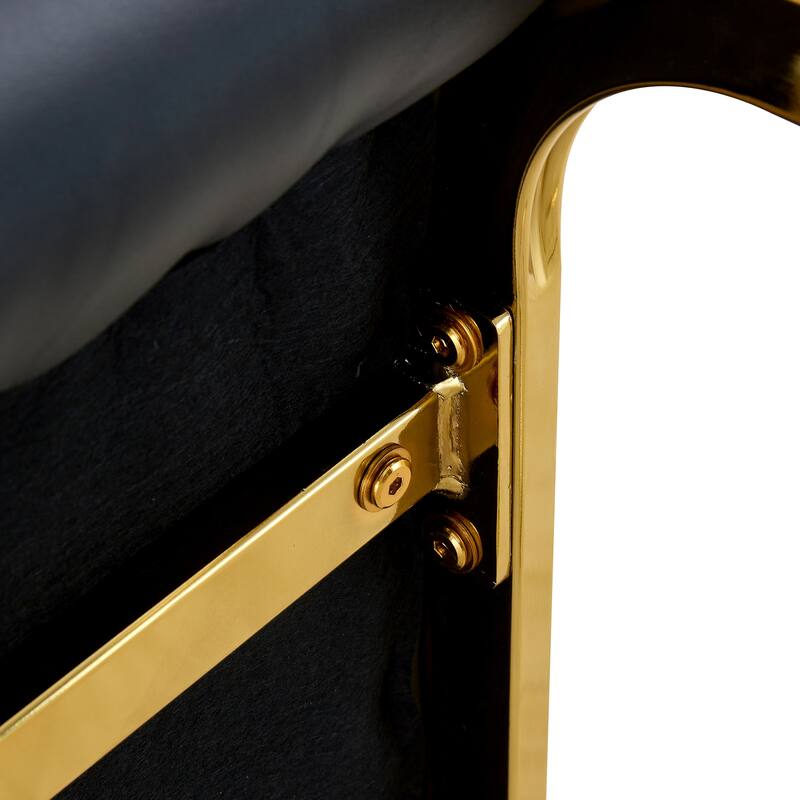 8 Piece PU High Elastic Dining Chair With High Backrest, Cushion, Gold Metal Legs For Dining Room Kitchen Living Room Bedroom