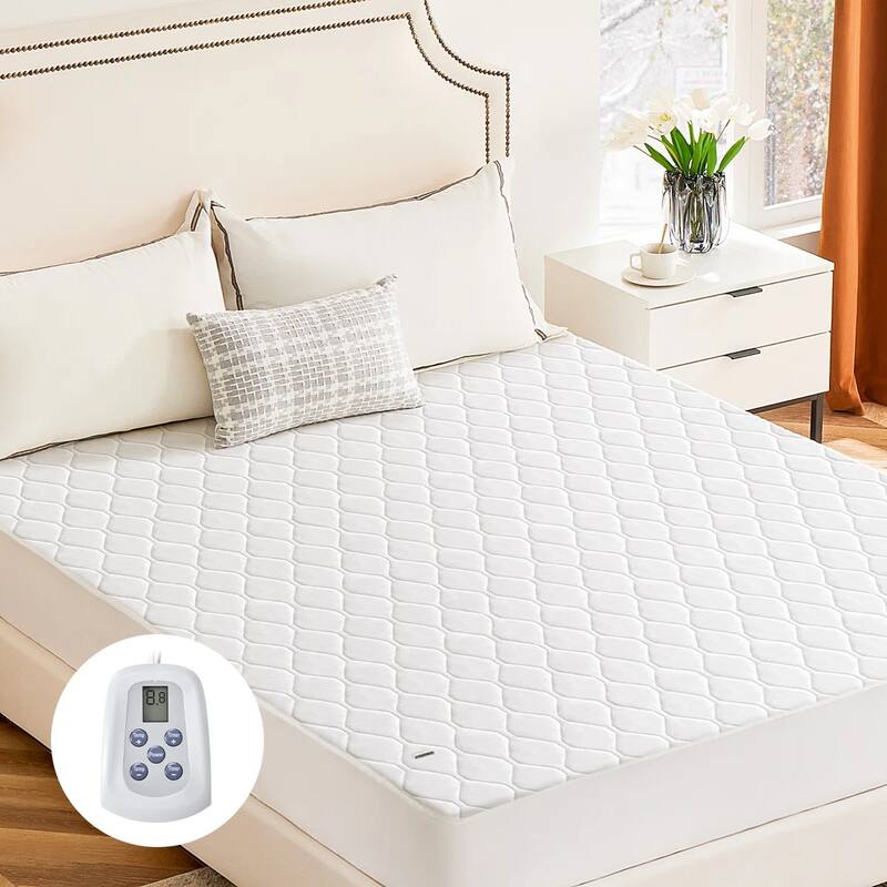 Quilted Heated Mattress Pad with 10 Heat Settings & Auto Shut-Off, Machine Washable – Warm Electric Bed Heating Pad