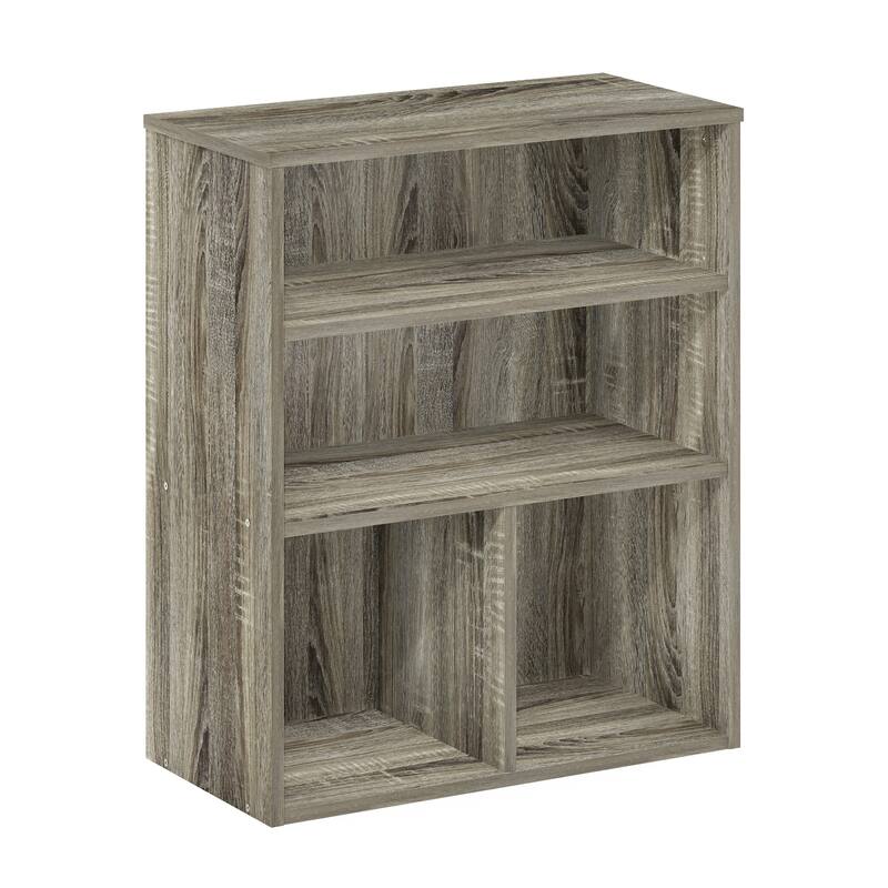 28.1 in. Tall French Oak Gray Wood 3-Shelf Bookcase