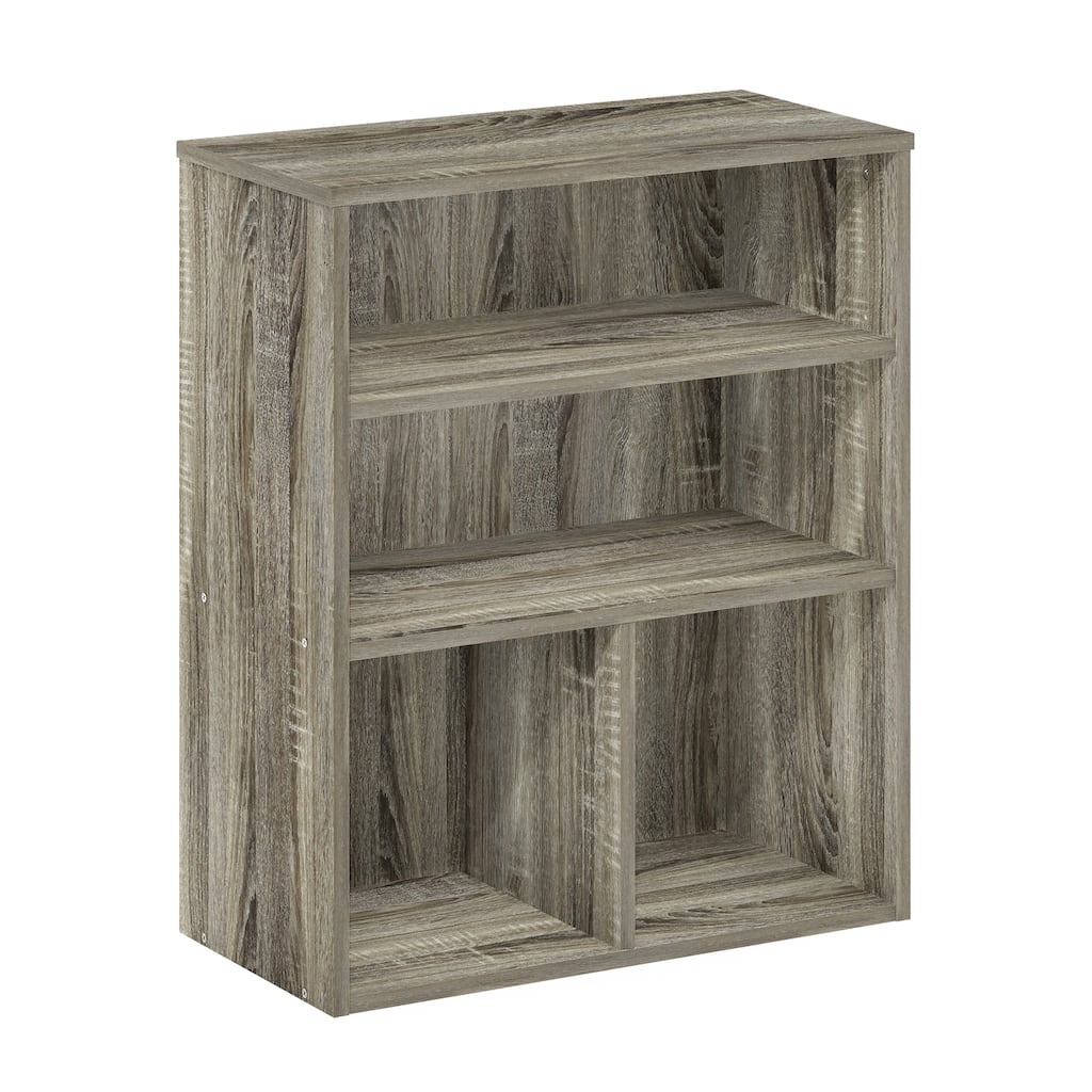 28.1 in. Tall French Oak Gray Wood 3-Shelf Bookcase