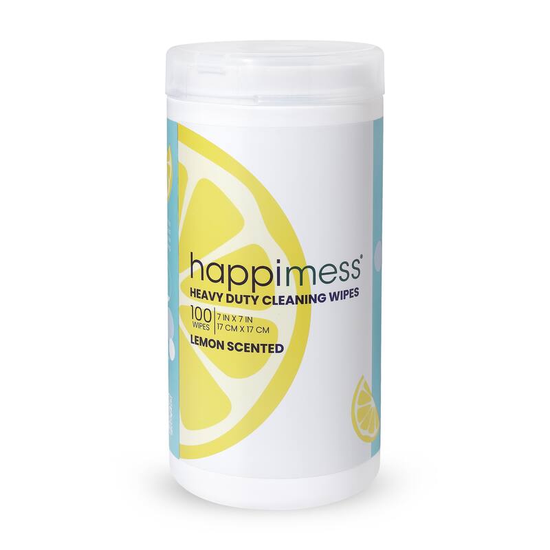 happimess, All Purpose Multi Surface Heavy Duty Cleaning Wipes Bleach Free - Single - Lemon Scent (1 Pack, 100 Count)