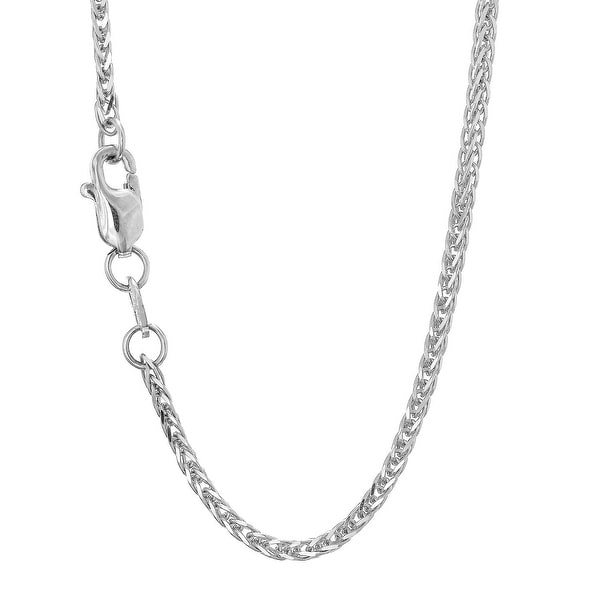 Mcs Jewelry Inc 14 KARAT WHITE GOLD SQUARE WHEAT CHAIN NECKLACE (1.8MM)