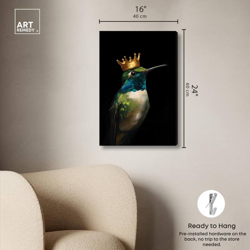 Crowned Azure Bird II Canvas by Art Remedy, Gallery Wrapped