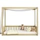 preview thumbnail 45 of 49, Full Size Wood Canopy Bed with Guardrails,Floor Bed For Kids